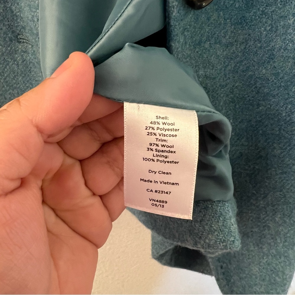 Talbots Wool Teal Blue Blazer- Size 12 - Picture 9 of 9